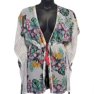 MIKEN Tropical Kimono Swim Swimsuit Bikini Coverup Medium